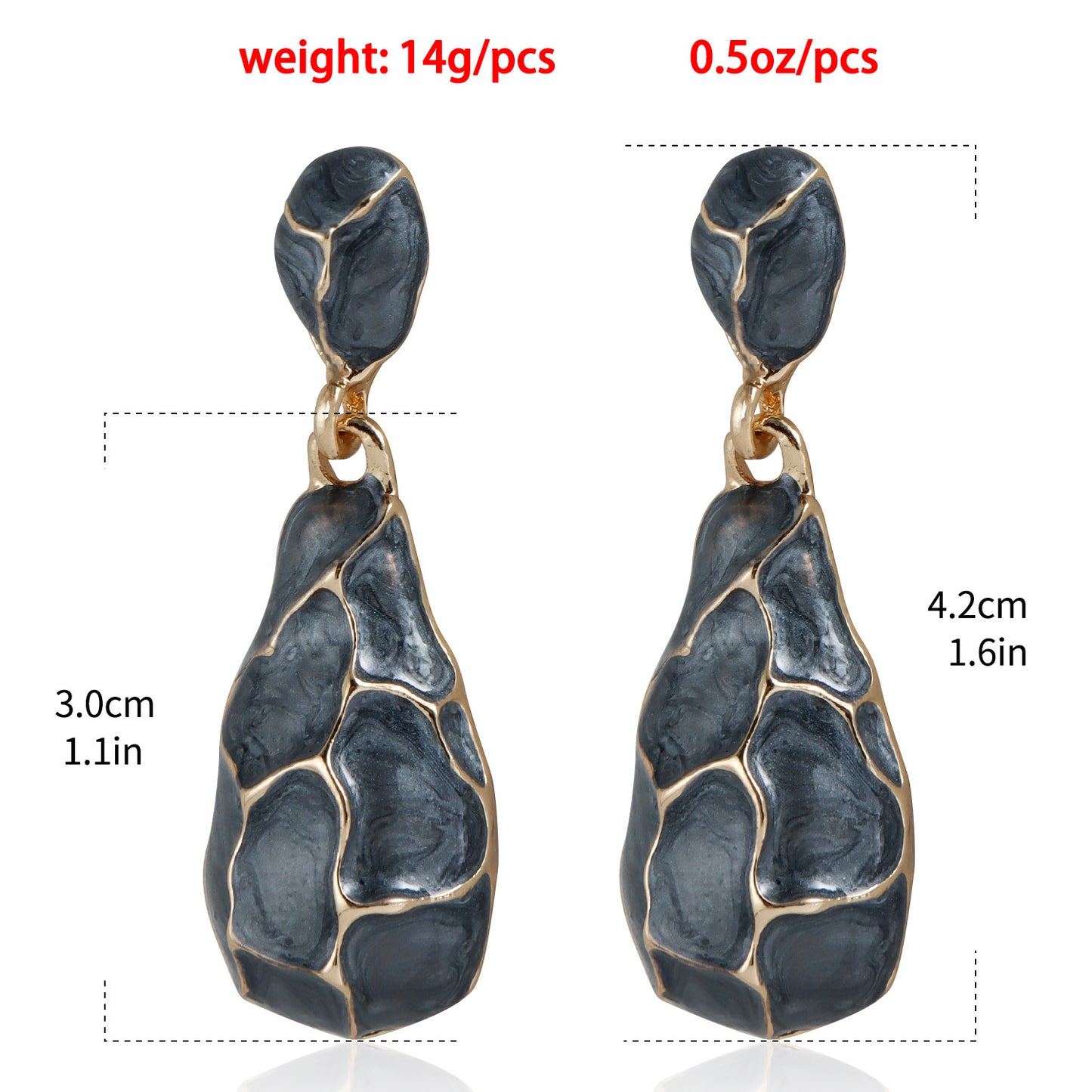 Pendientes colgantes geométricos de estilo francés vintage para mujer con acabado chapado y patrón inspirado en la naturaleza