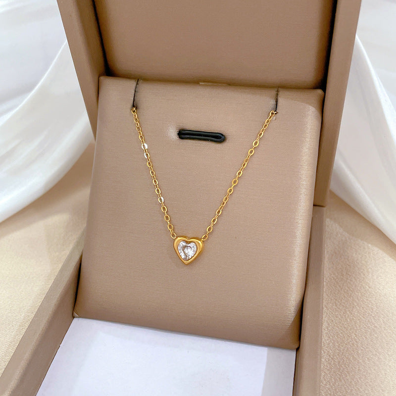 Minimalist Titanium Steel Heart Pendant Necklace for Women and Men — Geometric Locket Chain with Plated Finish