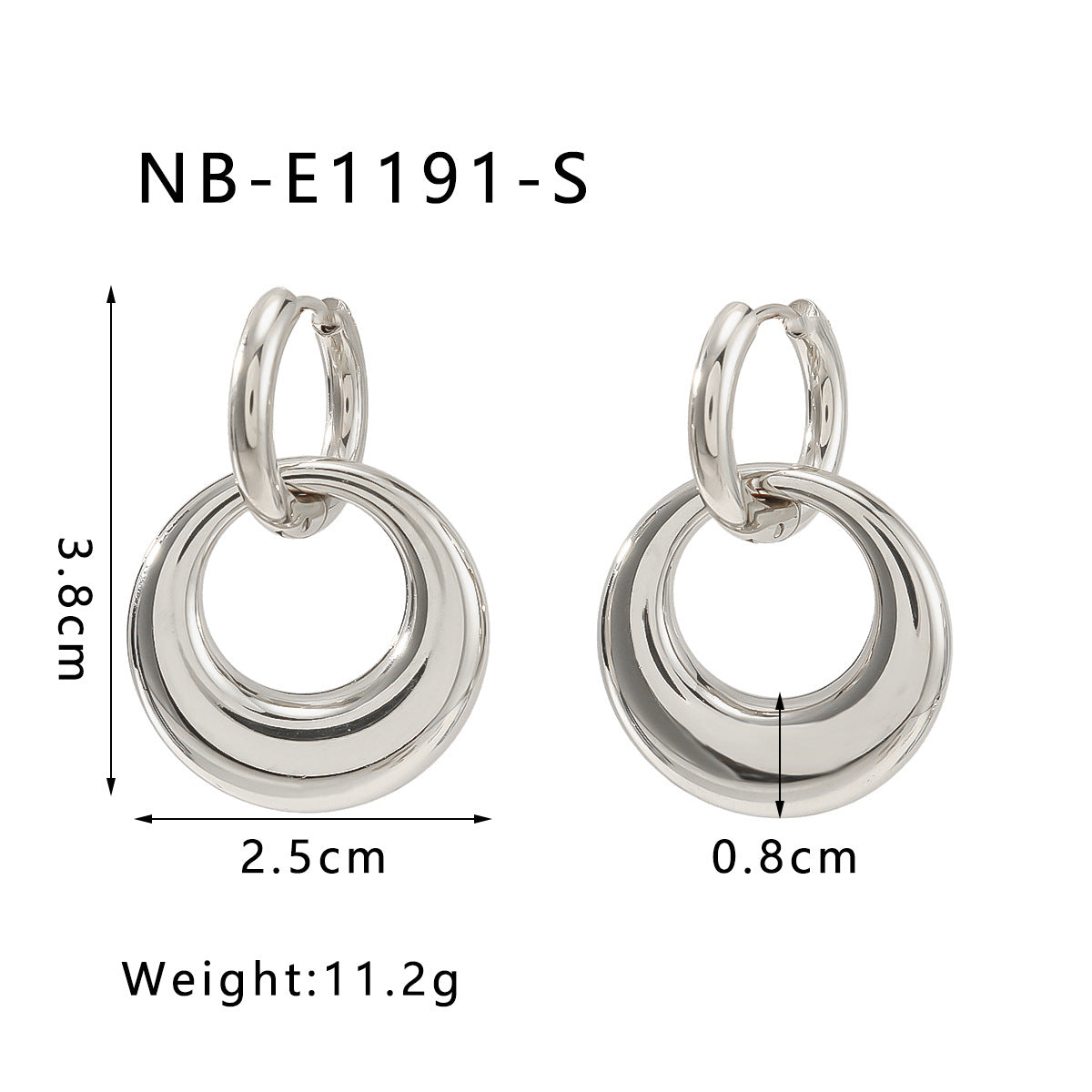 Minimalist Geometric Double Ring Earrings in Stainless Steel with 18K Gold Plating for Women