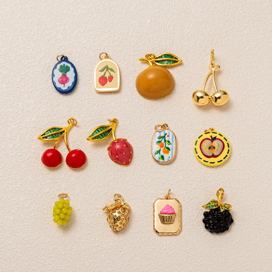 Minimalist Fruit Pattern PVD Plated Brass Charm Bar