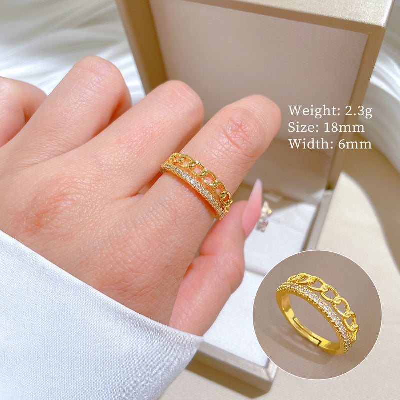 Minimalist Crown-Shaped Brass Ring with Gold Plating for Women