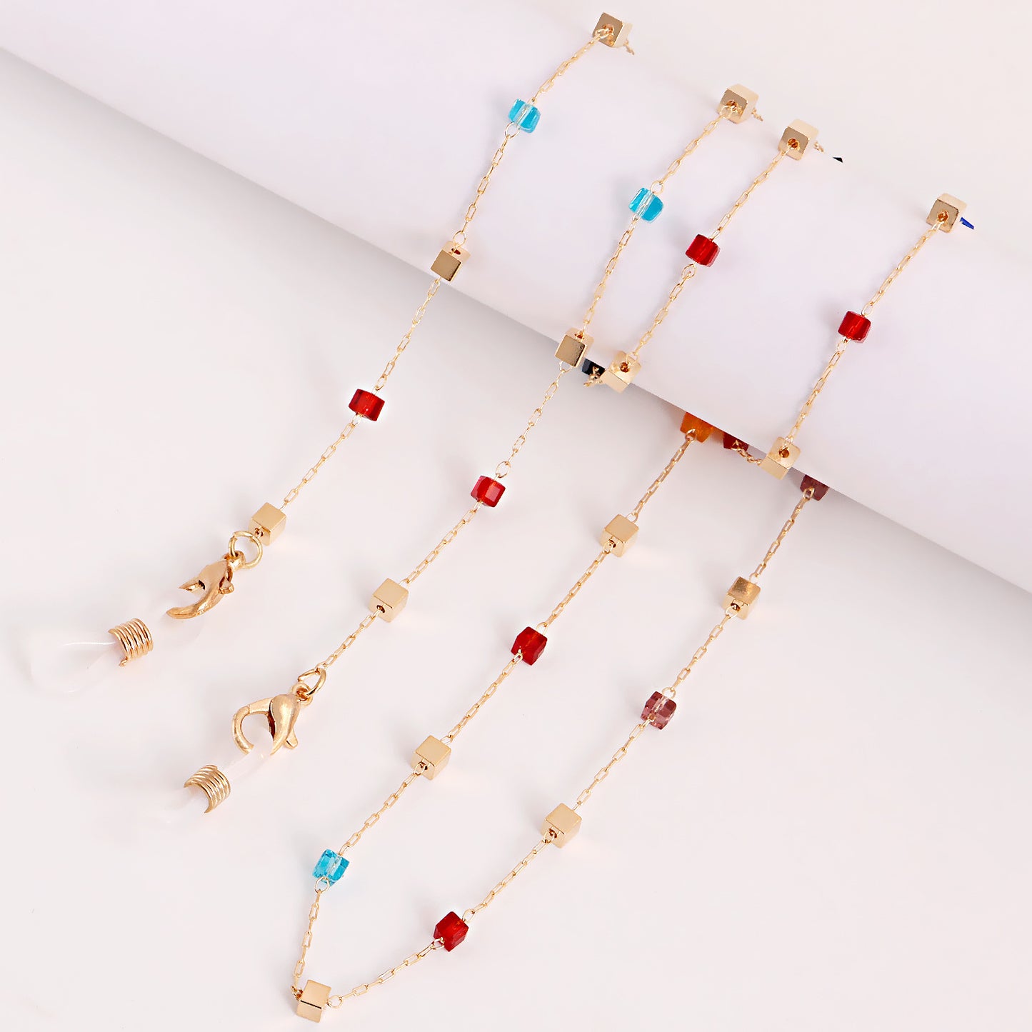 Crystal Inlay Alloy Mask and Glasses Chain