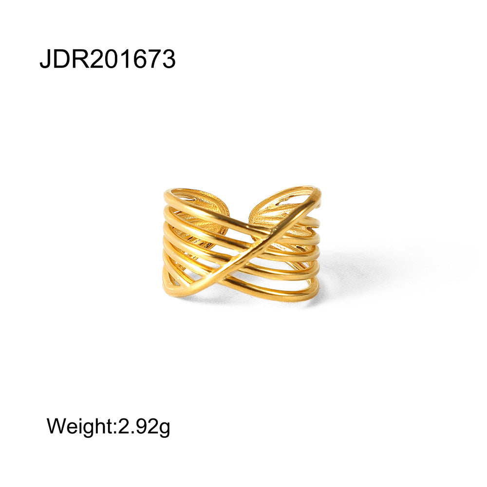 Geometric Plated Stainless Steel Ring for Women