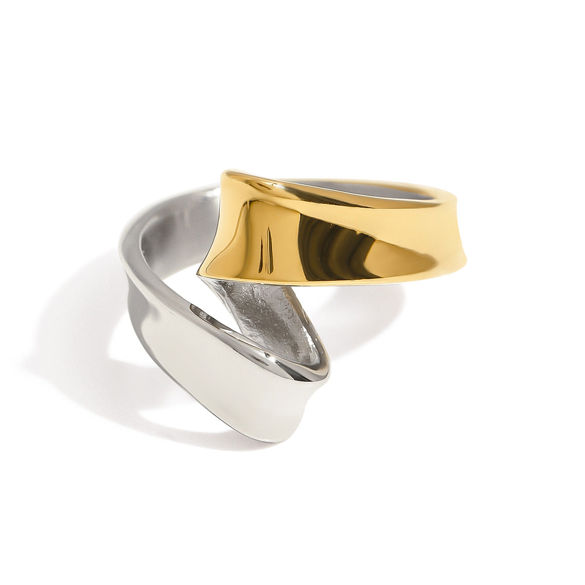 Geometric Plated Stainless Steel Ring for Women