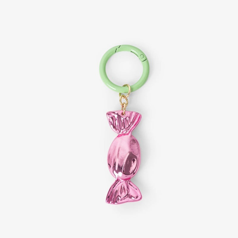 Sweet Solid Color Resin Heart Teardrop Bag Charm with Plated Beads and Rope