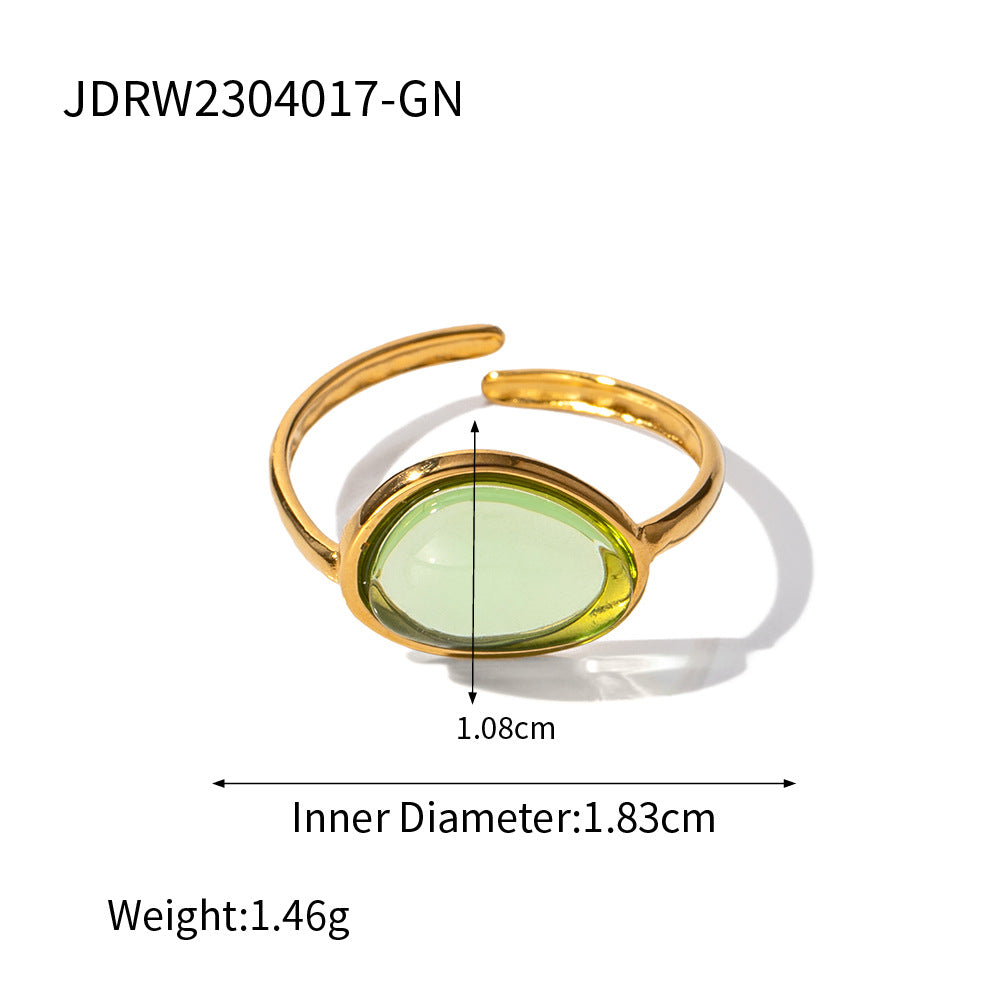 Elegant Geometric Stainless Steel Ring with Cubic Zirconia Plated Finish for Women