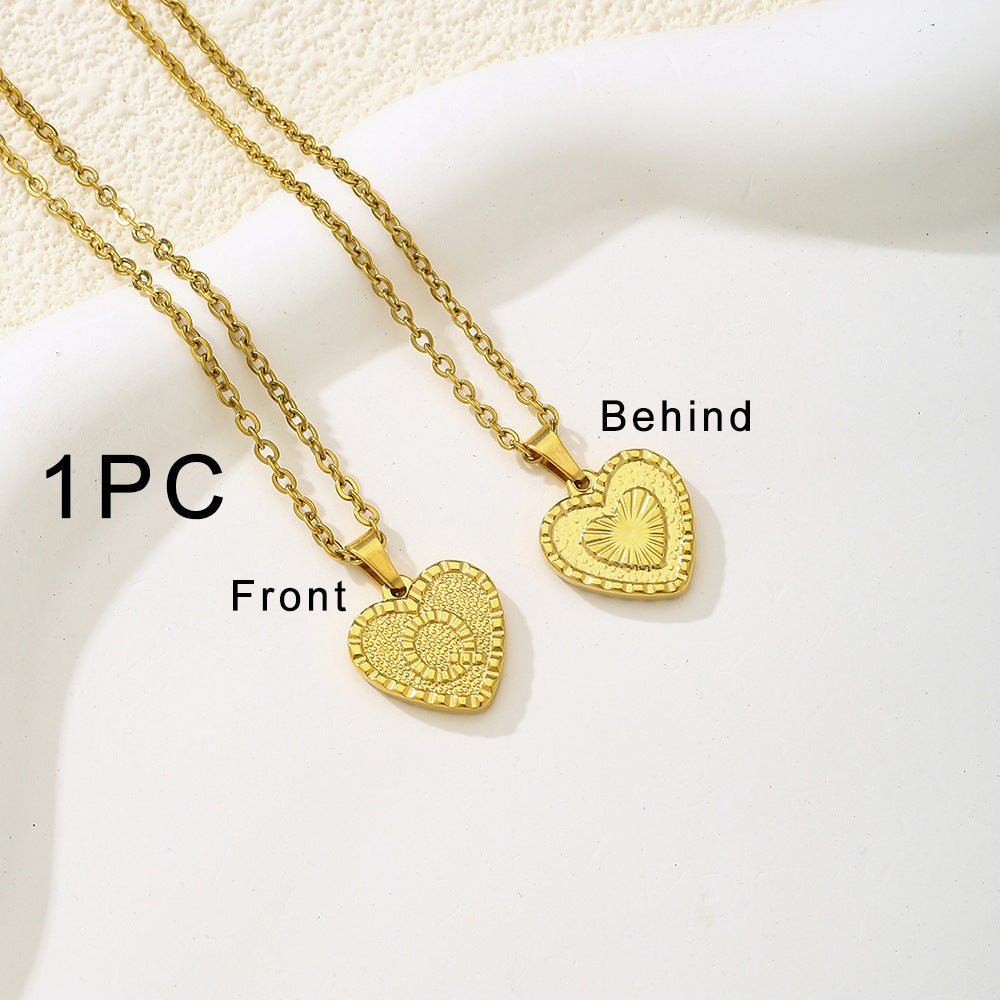 Elegante collana con ciondolo a forma di cuore in acciaio inossidabile con lettera, per donna, finitura placcata, stile catena O