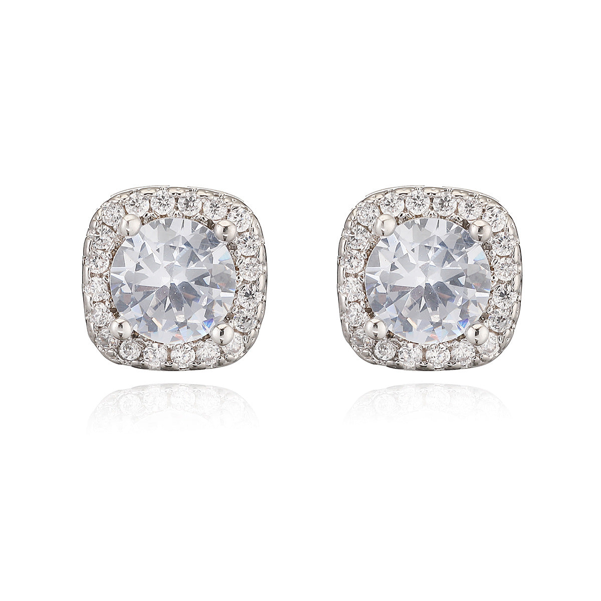 Minimalist Geometric Copper Earrings with 18K Gold Plating and Micro-Pavé Zirconia for Women