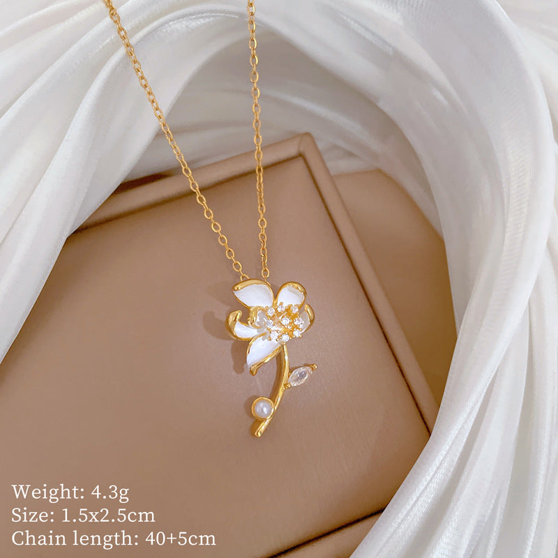 Collana Minimalista Geometrica in Acciaio al Titanio con Pendente in Rame Placcato Oro su Catena a Maglie per Uomo e Donna
