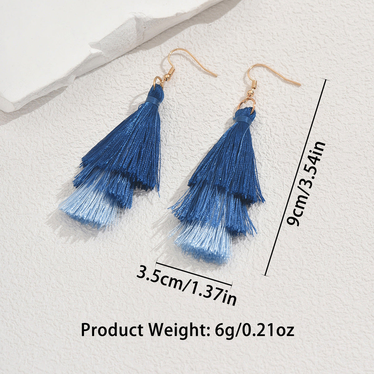 Aretes colgantes de borlas en capas con diseño geométrico casual para mujer, de aleación de zinc con postes de acero inoxidable