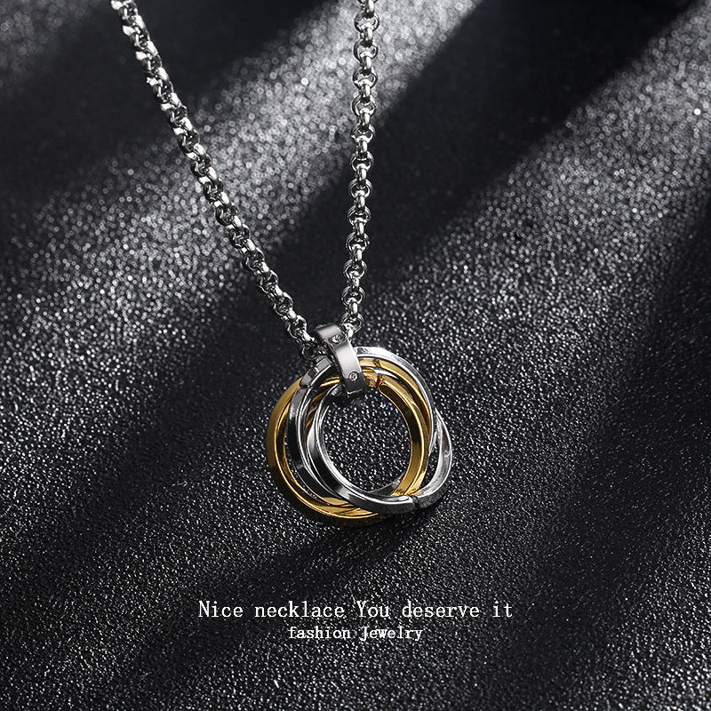 Collar Minimalista de Acero de Titanio Geométrico con Acabado Pulido para Hombre y Mujer con Colgante de Cadena O