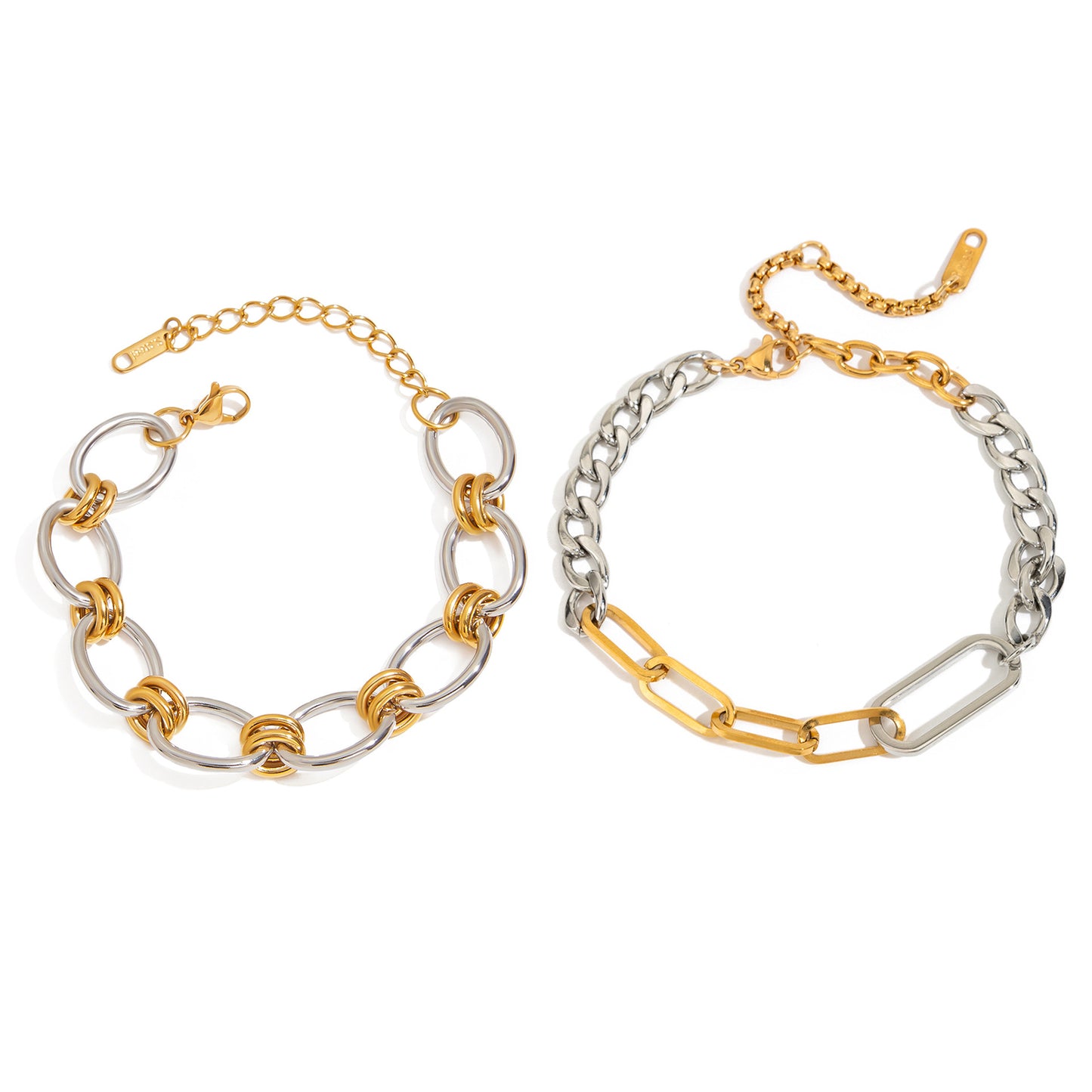 Luxury Casual Geometric Oval Plated Stainless Steel Cuban Link Chain Bracelet for Women