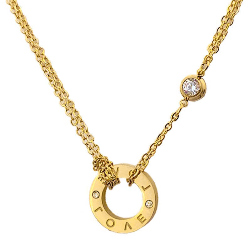 Minimalist Titanium Steel O-Shape LOVE Pendant Collar Chain for Unisex