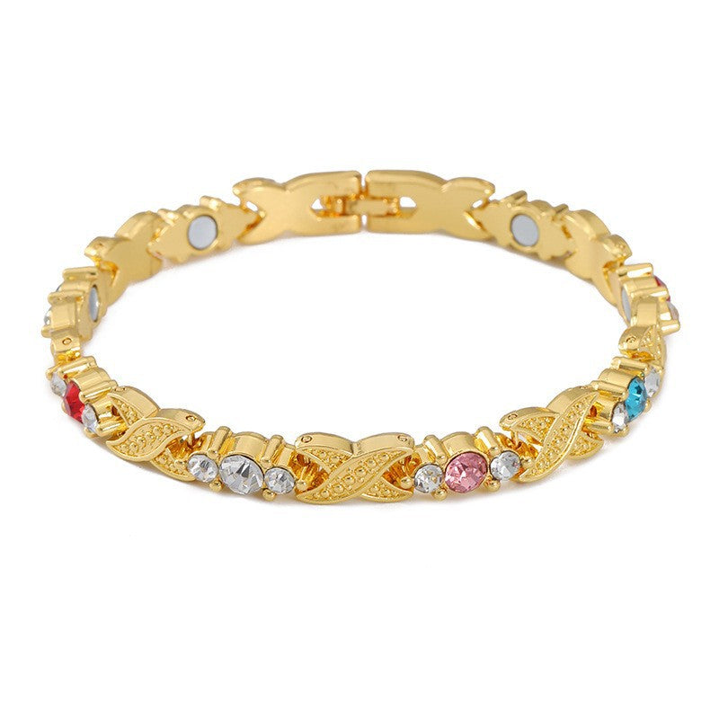 Bracciale Minimalista Magnetico Regolabile a Forma di Foglia in Lega di Zinco Placcato con Design Geometrico per Donna e Uomo
