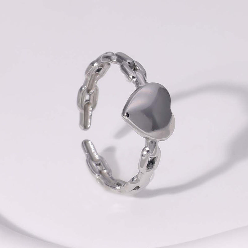 Anello aperto a forma di cuore, in acciaio inossidabile placcato, da donna