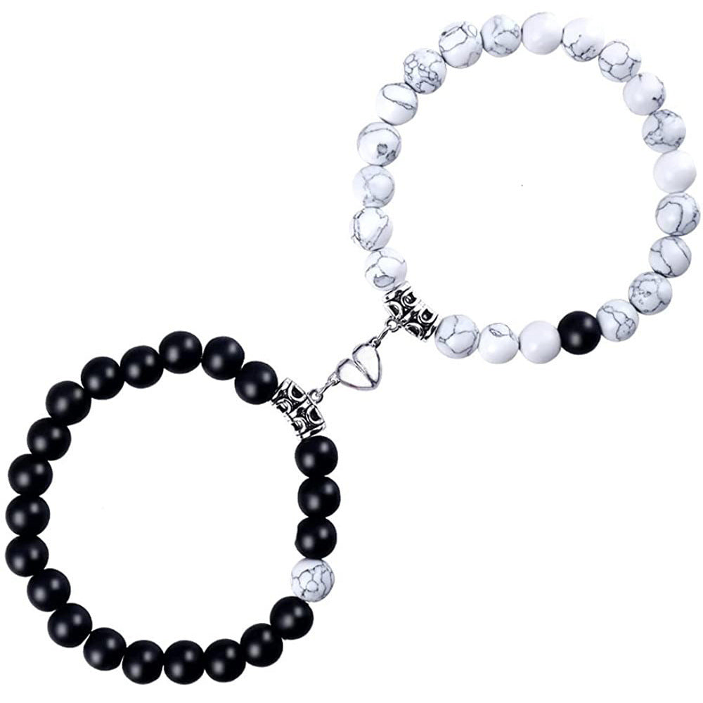 Matte Alloy Heart Geometric Bracelet with Turquoise Crystal Inlay Unisex Magnetic Jewelry
