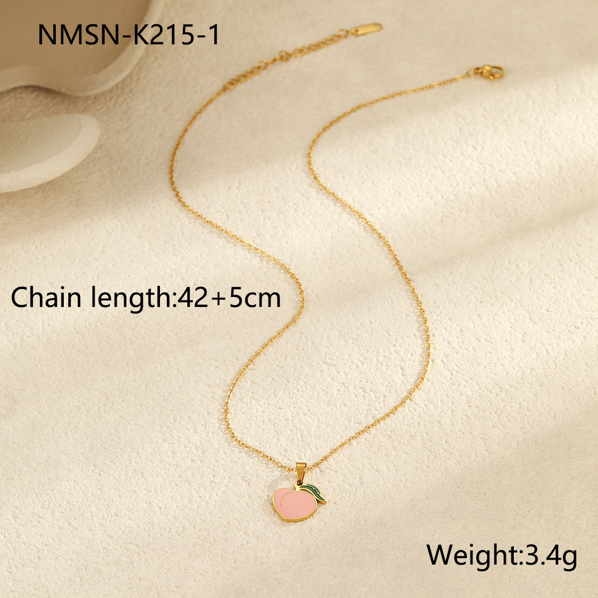Fashionable Fruit-Shaped Stainless Steel Necklace with Enamel Finish and 18K Gold Plating for Women
