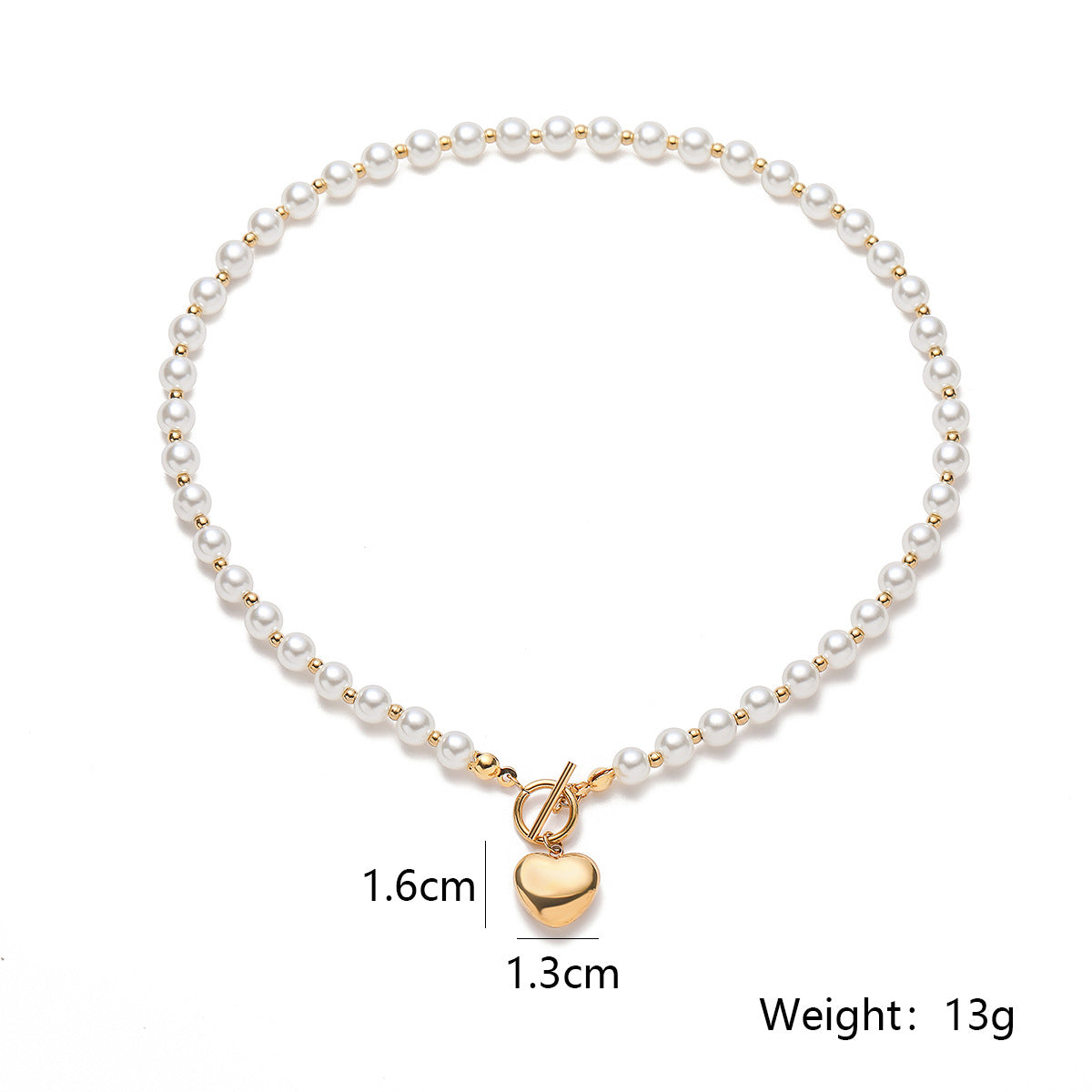 Minimalist Gold Plated Titanium Steel Heart Pearl Pendant Necklace for Women