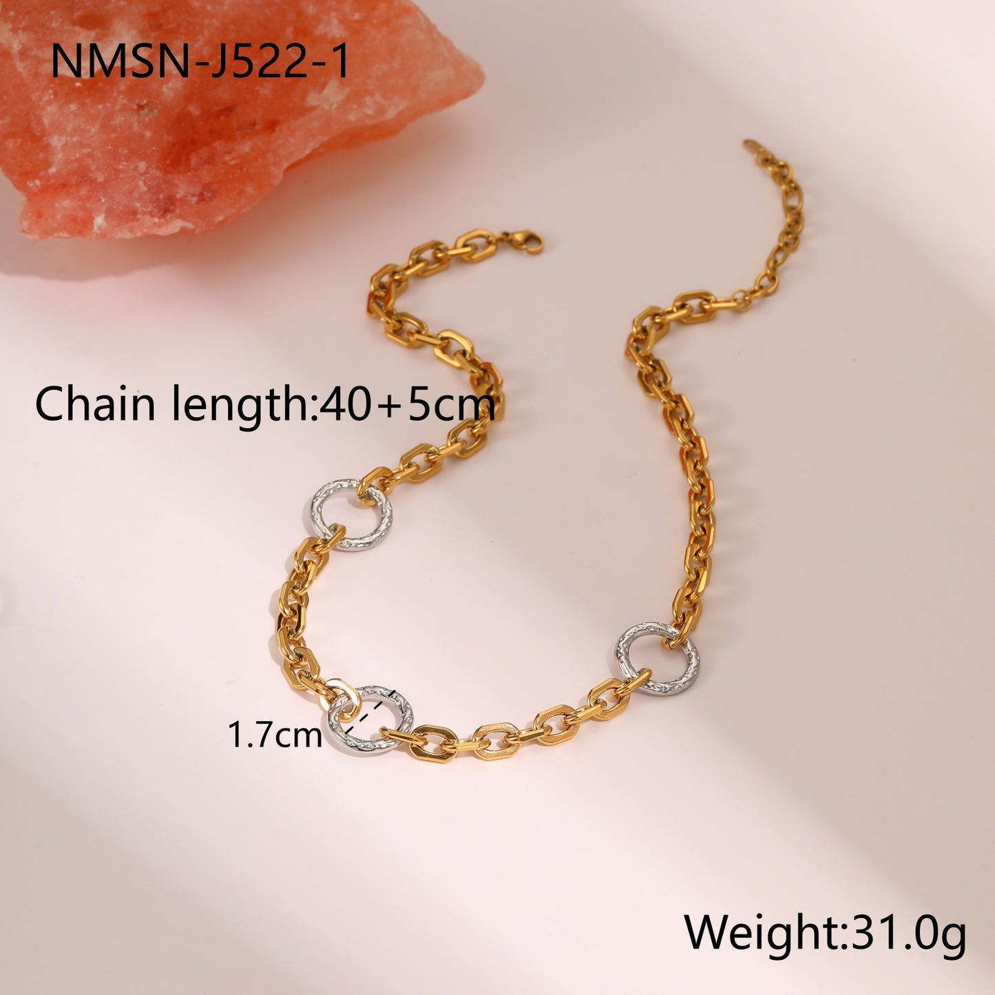 Fashionable Geometric Stainless Steel Necklace with Gold and Silver Plating for Women, Hypoallergenic Titanium Steel Jewelry