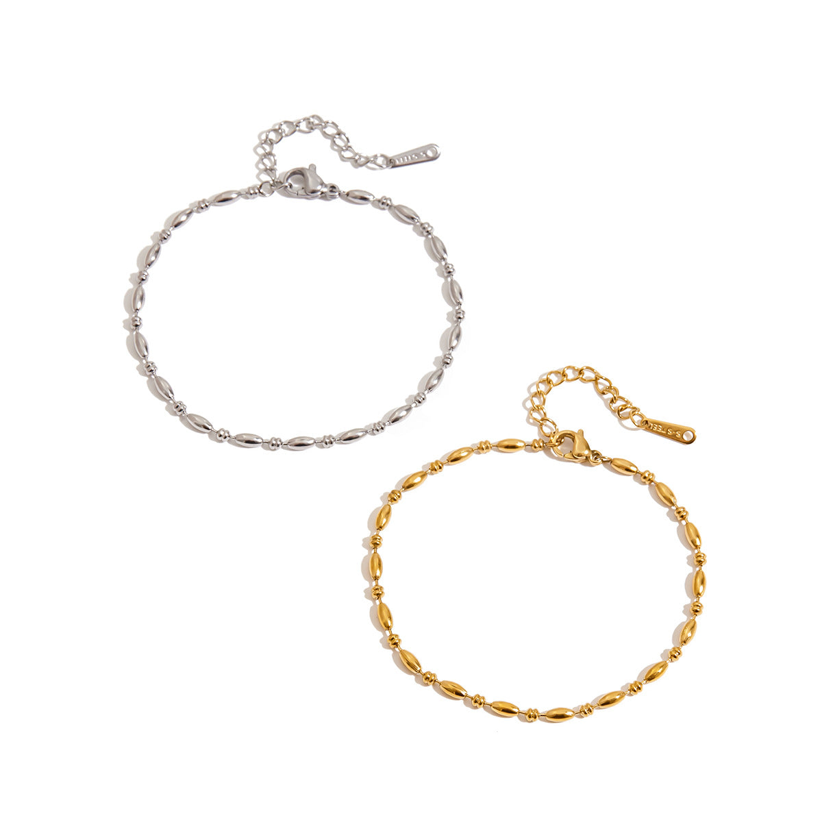 Bracciale placcato in acciaio inossidabile a motivi geometrici da donna con estetica minimalista di lusso