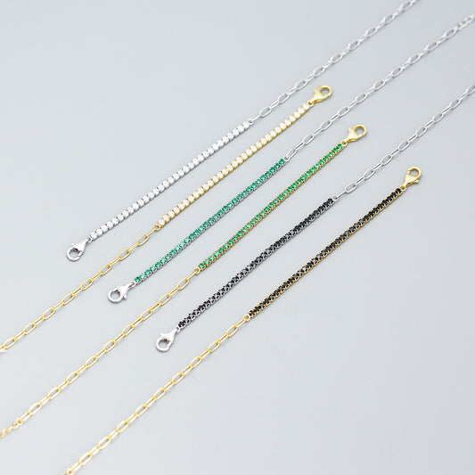 Bracciale da donna in argento sterling 925 placcato con zirconi cubici, lusso minimalista