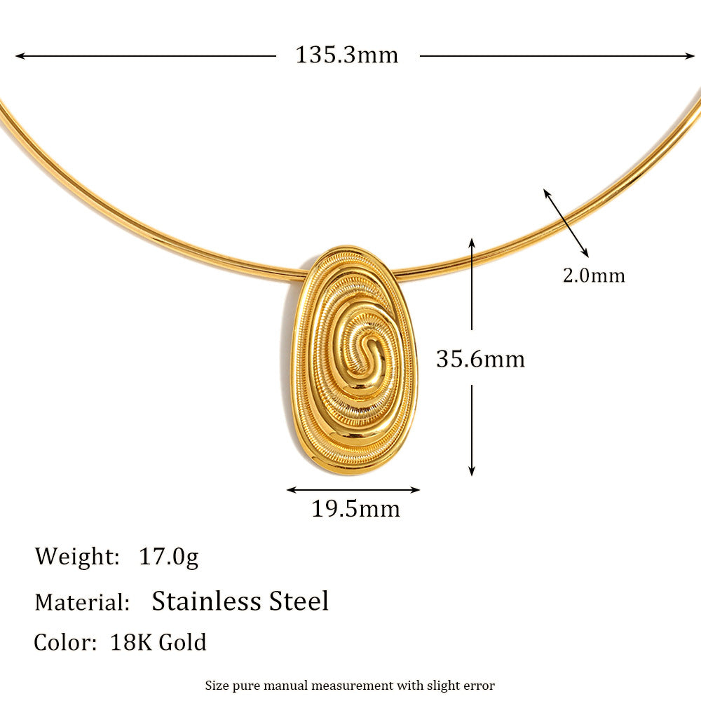 Fashionable Geometric Choker Necklace in Stainless Steel with 18K Gold Plating for Women