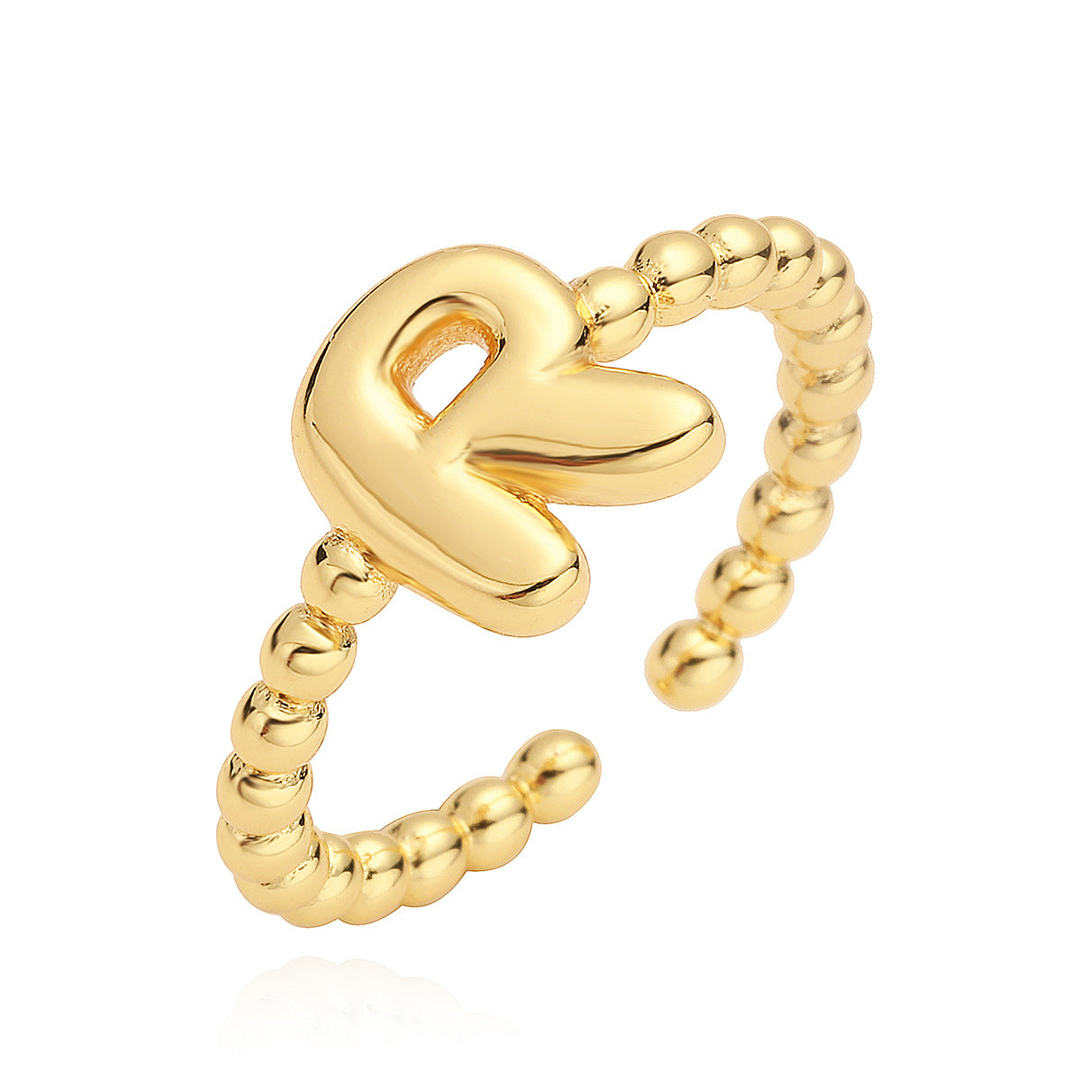 Minimalist 18K Gold Plated Brass Letter Ring for Women