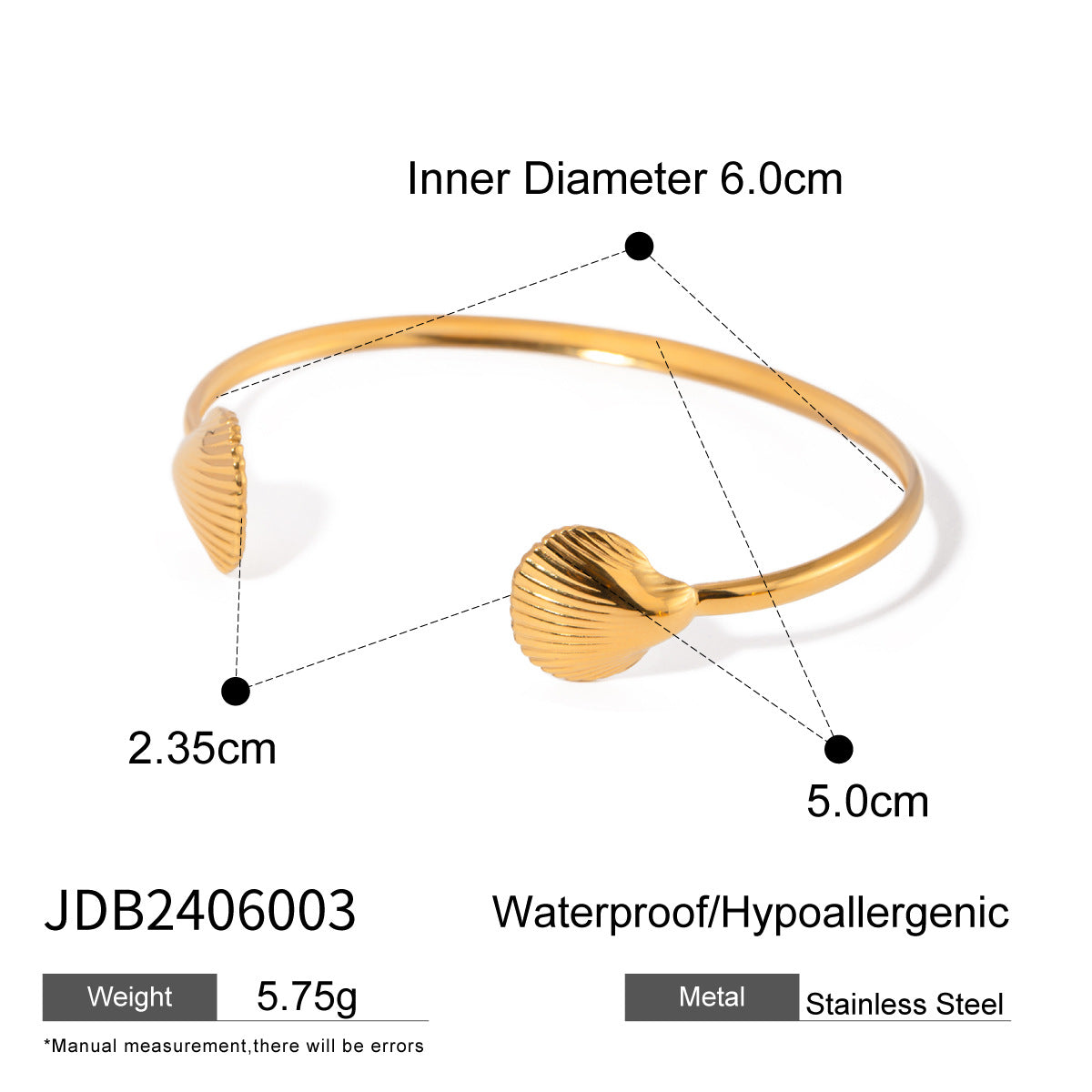 Stainless Steel Plated Shell Bracelet for Women
