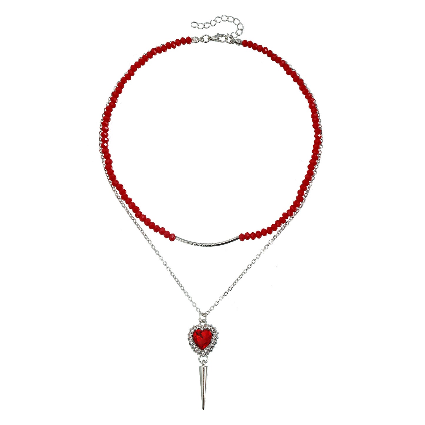 Gothic Streetwear Geometric Heart Alloy Plated Y-Shape Necklace for Women