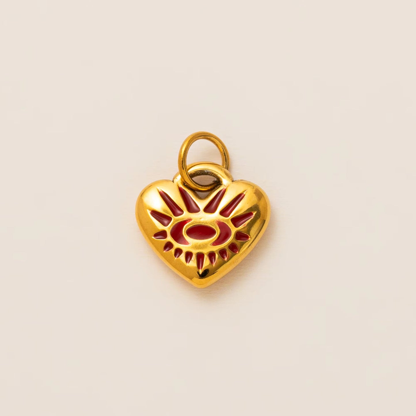 18K Gold Plated Stainless Steel Heart Charm Bar PVD Coated Pendant