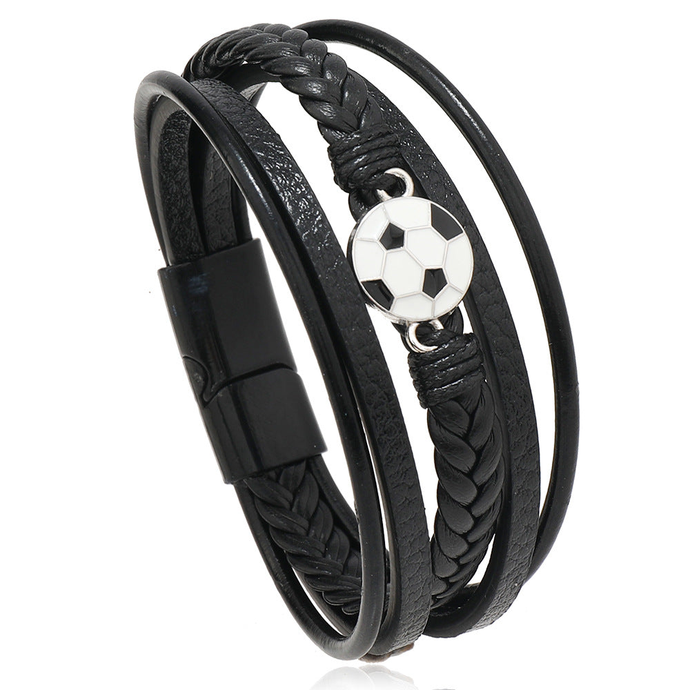 Bracciale personalizzato in pelle con geometrie e chiusura magnetica per uomo e donna