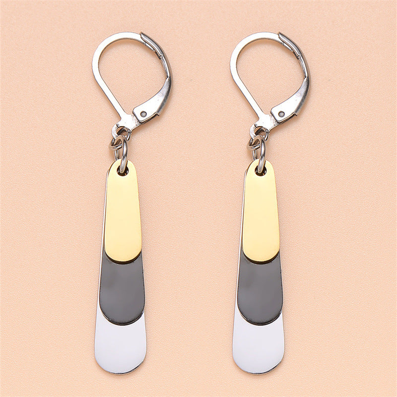 Minimalist Geometric Stainless Steel Dangle Earrings for Women with Precision Crafted Finish