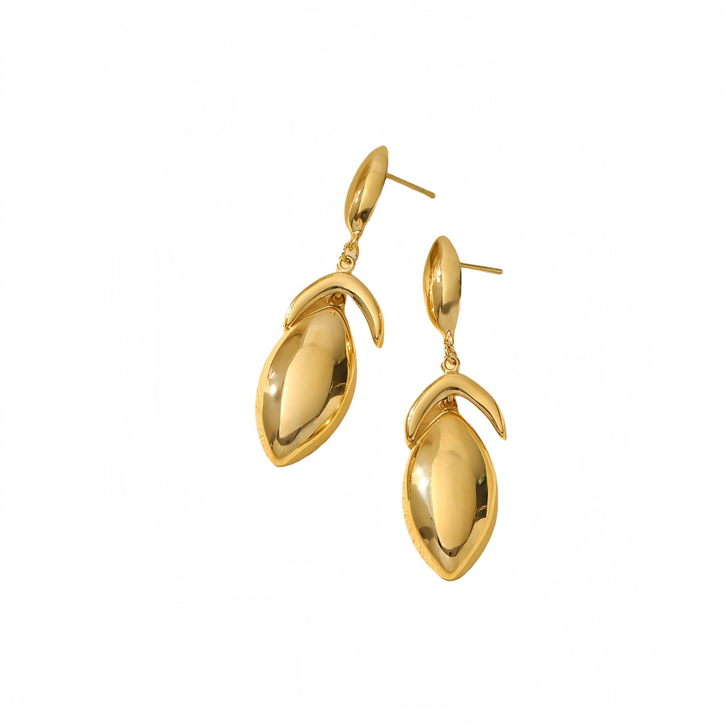 Minimalist Water-Drop-Shaped Titanium Steel Earrings for Women with Vacuum Plating Finish and Stainless Steel Posts