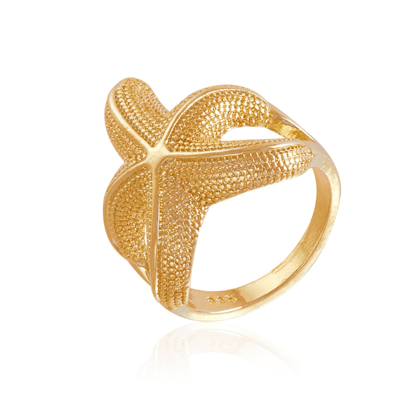 Fashionable Starfish-Shaped Metal Ring with Plated Finish for Women Beach Vacation Jewelry