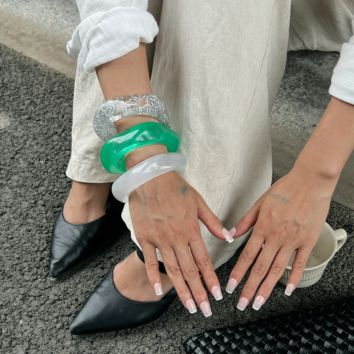Geometric Resin Bangle Bracelet