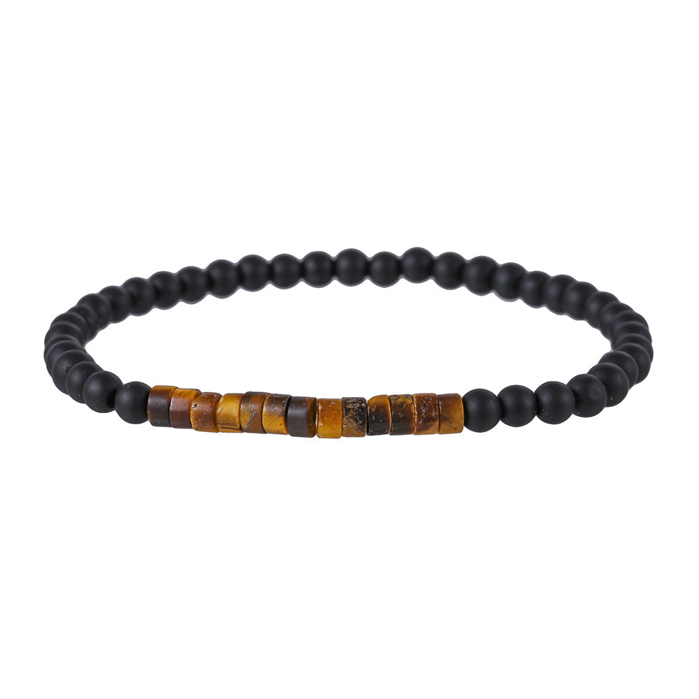 Minimalist Geometric Wood Turquoise Coconut Shell Beaded Bracelet Handmade Unisex Jewelry