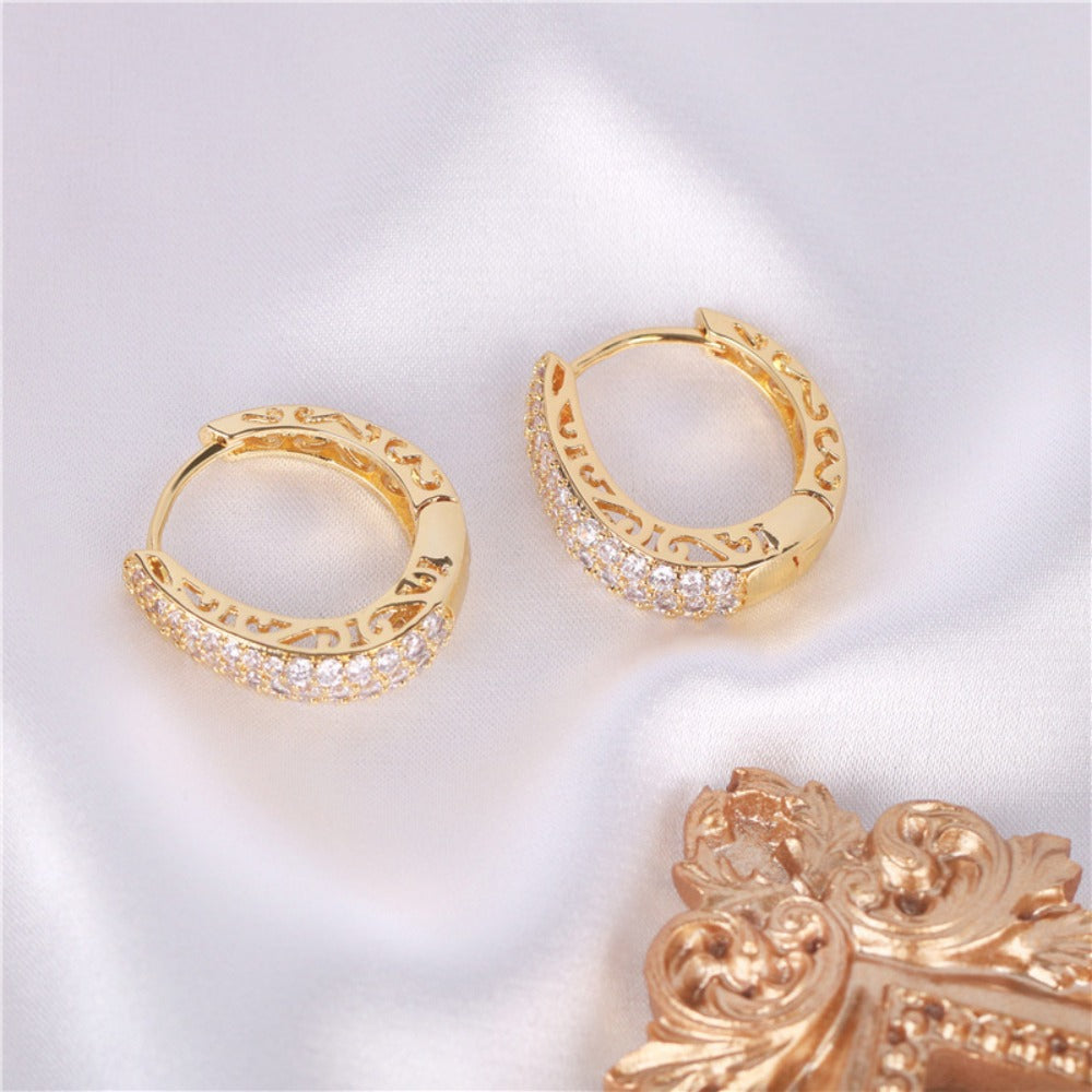 Minimalist Round Oval Cubic Zirconia Plated Brass Earrings for Women with 925 Sterling Silver Posts