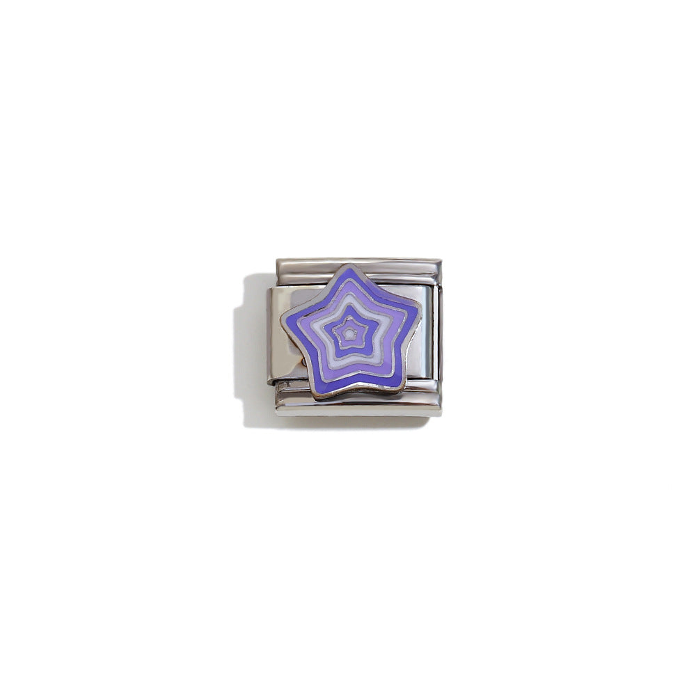 Elegant 18K Gold Plated Drip Oil Square Stainless Steel Charm Bar for Women