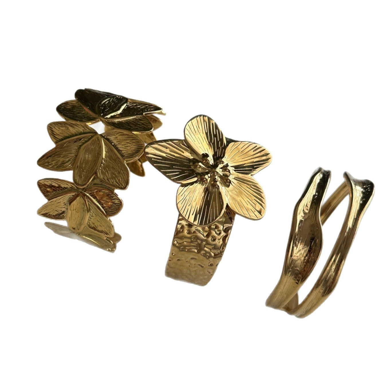 Vintage Elegant Geometric Floral Plated Stainless Steel Bracelet for Women