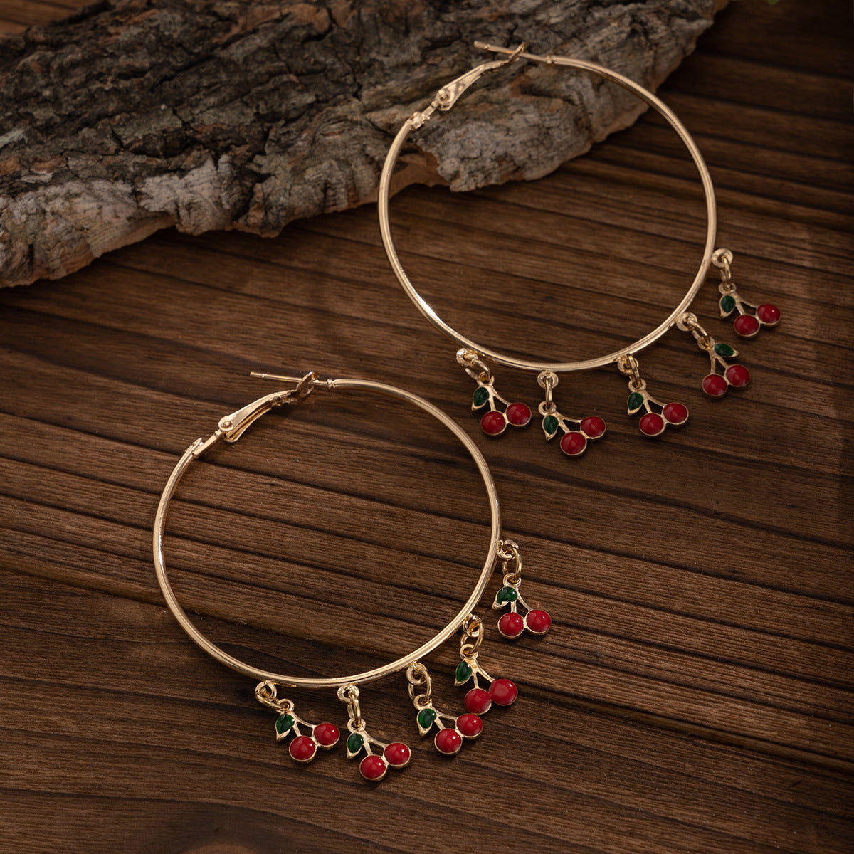Punk Drip Oil Plated Alloy Cherry Earrings for Women