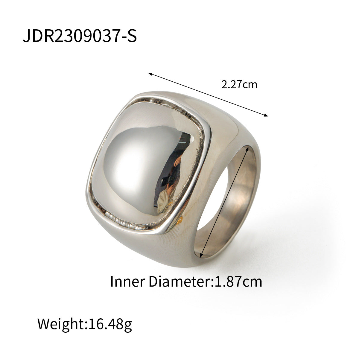Fashionable 18K Gold Plated Stainless Steel Geometric Ball Ring for Women