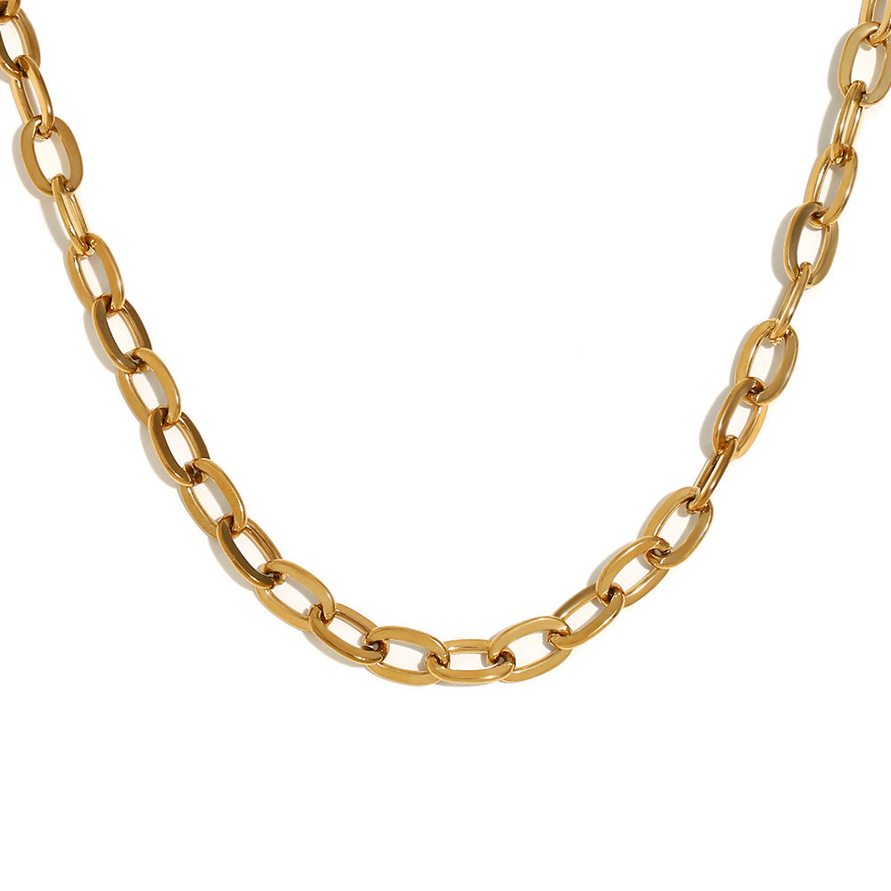 Collana con Ciondolo Geometrico Minimalista da Donna in Acciaio Inossidabile con Placcatura in Oro 18K su Catena a Maglie O