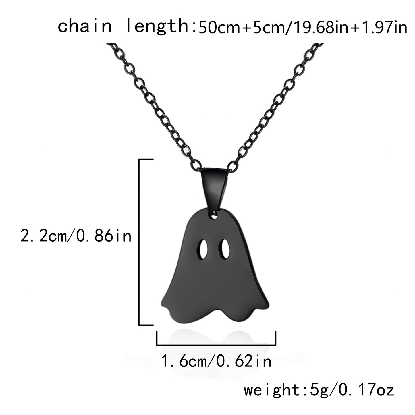 Collar con colgante de fantasma de Halloween con cadena de acero inoxidable, diseño de calabaza y calavera galvanizado, accesorio de moda unisex