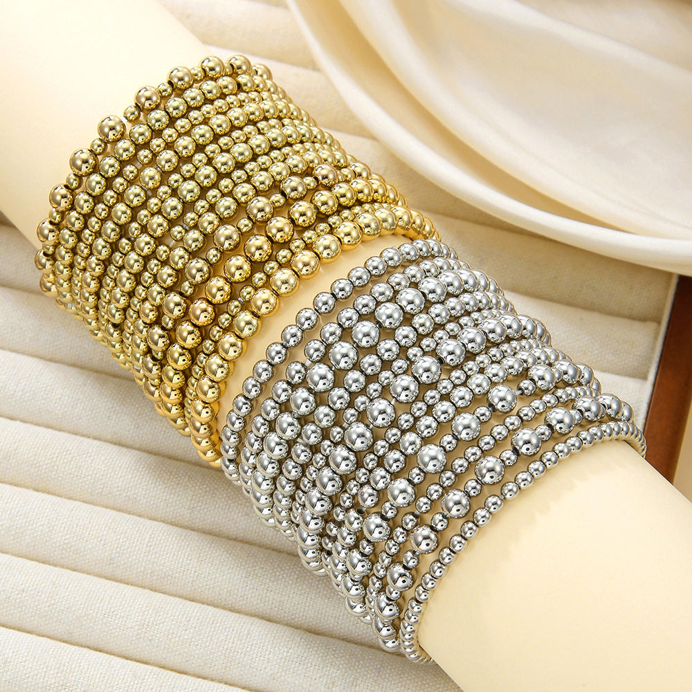 Minimalist Geometric Round Acrylic Beaded Stretch Bracelet Set