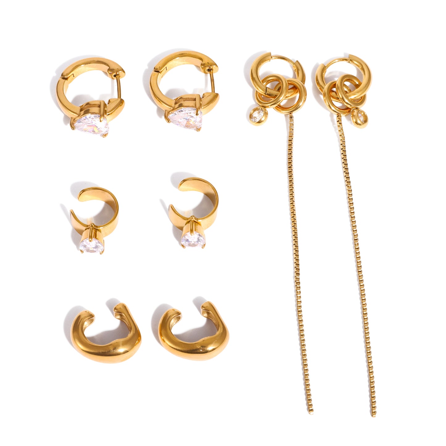Elegant Geometric Heart Cubic Zirconia Plated Stainless Steel Ear Cuff for Women
