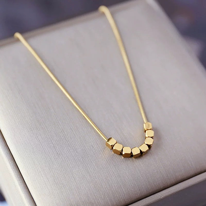 Minimalist Elegant Square Titanium Steel Plated Necklace Snake Chain for Women