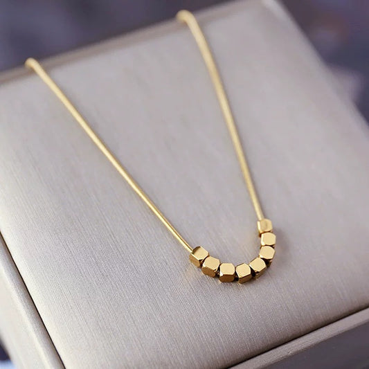 Minimalist Elegant Square Titanium Steel Plated Necklace Snake Chain for Women
