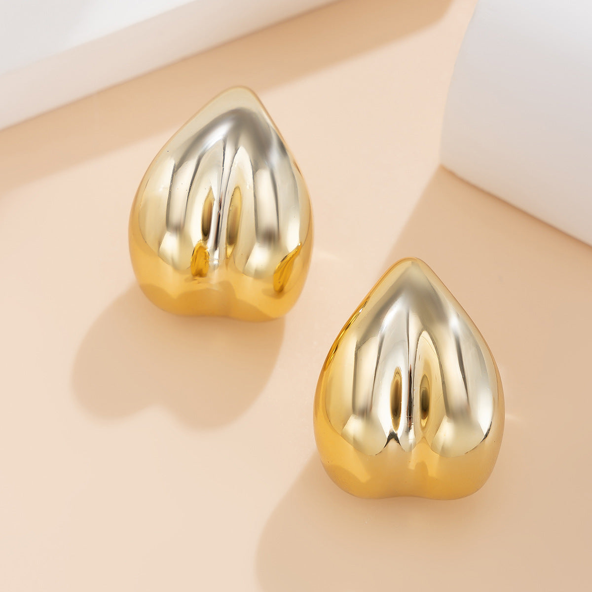 Minimalist Geometric Heart Acrylic Plated Earrings for Women