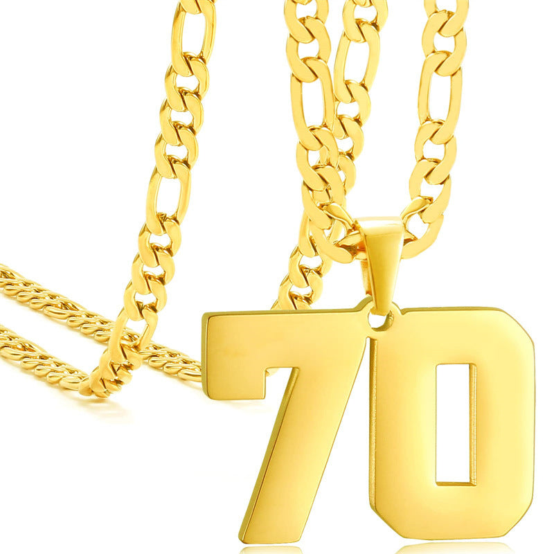 Minimalist Numeric Pendant Necklace for Men and Women Stainless Steel Chain with Polished Titanium Steel Charm