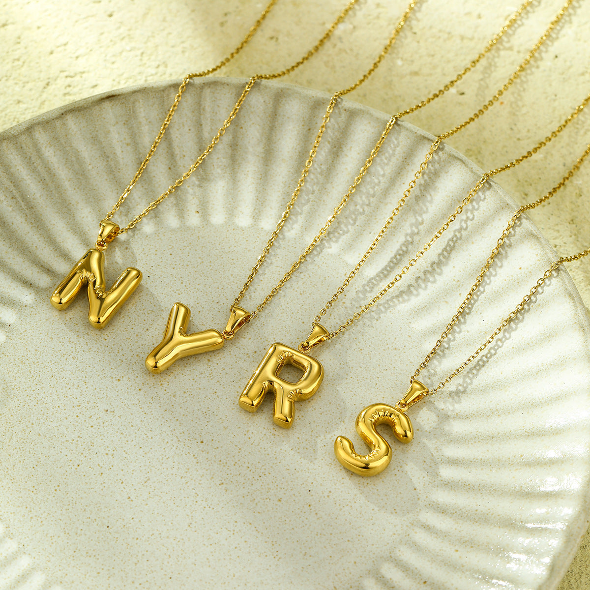 Fashionable Minimalist Stainless Steel Letter Pendant Necklace for Women with Plated Finish and Adjustable Length